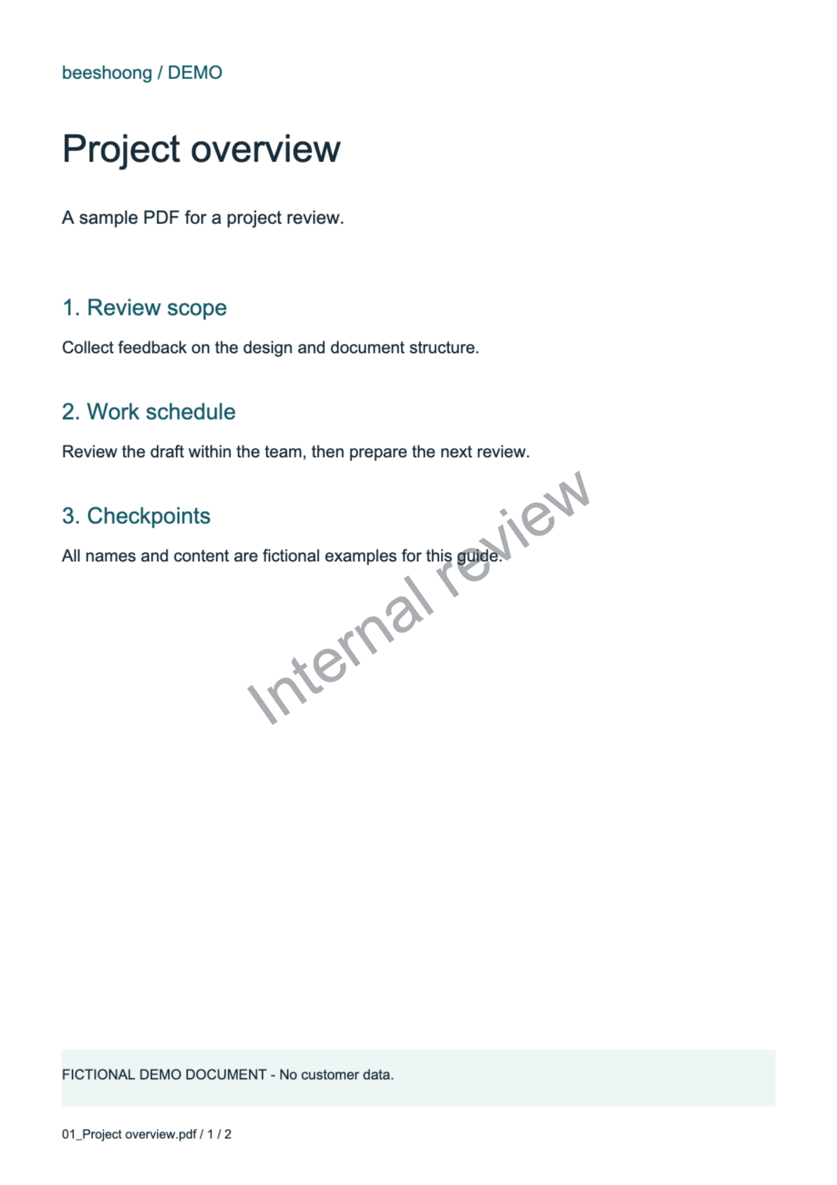 Actual output PDF with an English watermark · PDF actually generated by the app · English